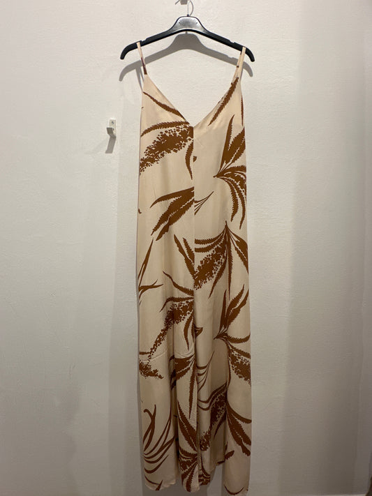 Jumpsuit Blattdesign und Spaghettiträger