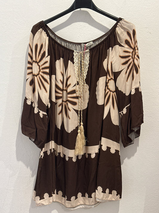 Shirt mit Blumenmuster und Kordel